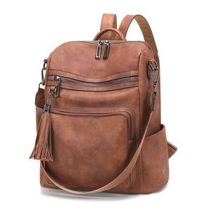 Leather Backpack Purse for Women Fashion Tassel Ladies Shoulder Bags🥸